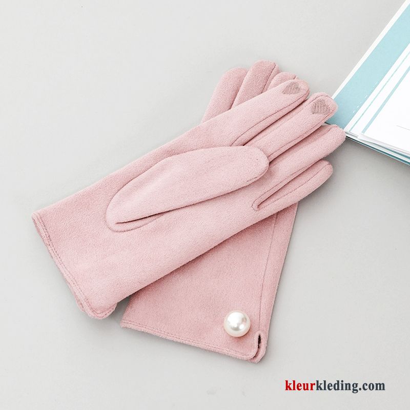 Verdikken Student Winter Pluche Handschoen Roze Schattig Dames