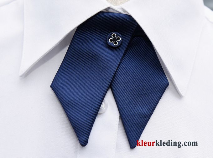 Vlinderdas Bloem Kraag Mode Dames Werk Accessoires Stewardess Blauw