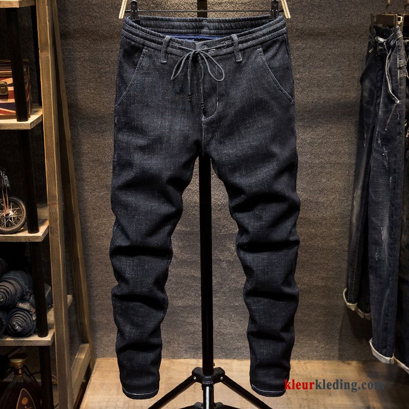 Voorjaar Casual Potlood Broek Spijkerbroek Jeans Kant Strak Mannelijk Zwart Heren