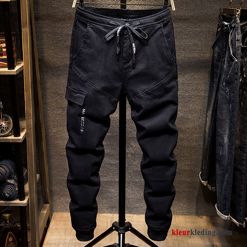 Voorjaar Casual Potlood Broek Spijkerbroek Jeans Kant Strak Mannelijk Zwart Heren