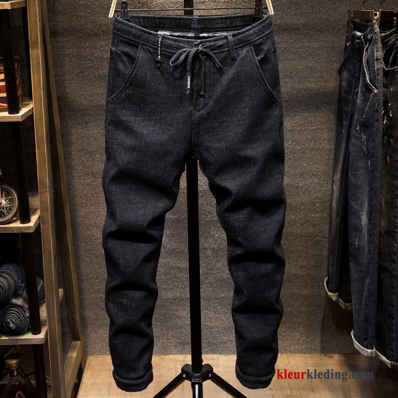 Voorjaar Casual Potlood Broek Spijkerbroek Jeans Kant Strak Mannelijk Zwart Heren