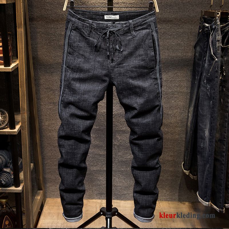 Voorjaar Casual Potlood Broek Spijkerbroek Jeans Kant Strak Mannelijk Zwart Heren