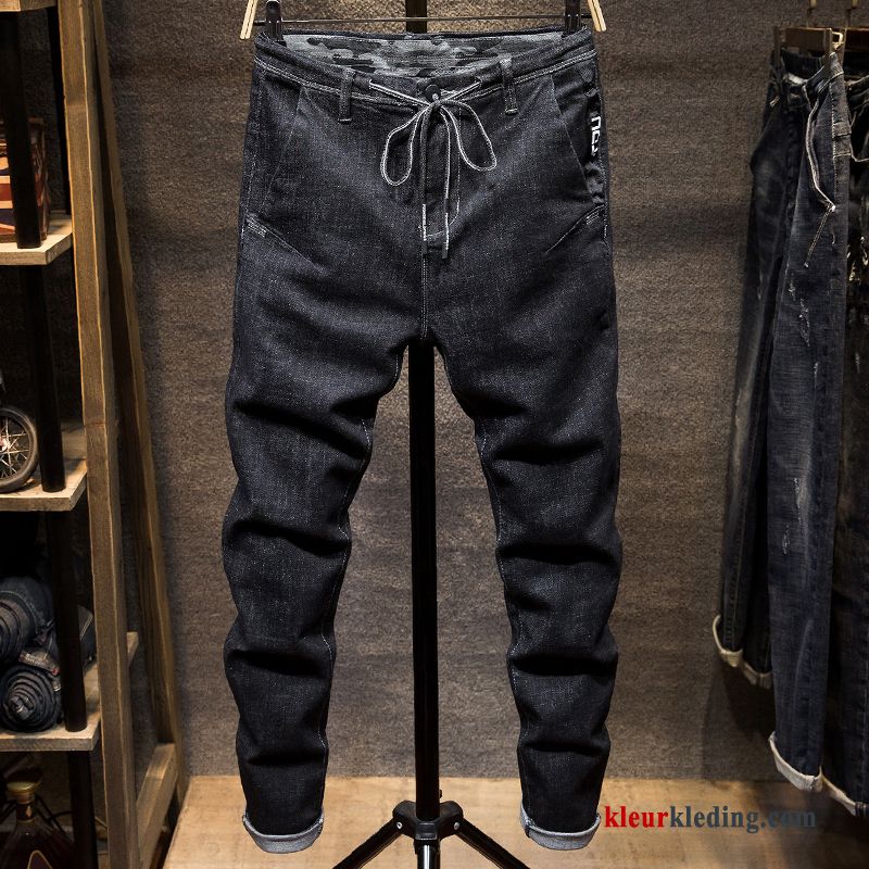 Voorjaar Casual Potlood Broek Spijkerbroek Jeans Kant Strak Mannelijk Zwart Heren