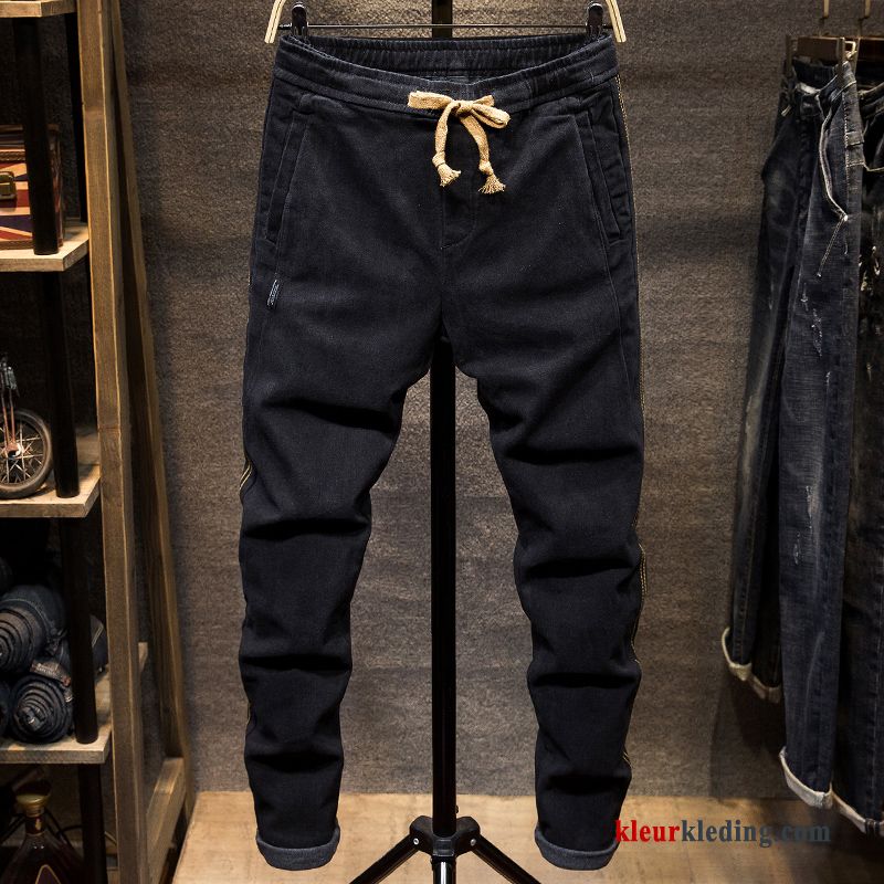 Voorjaar Casual Potlood Broek Spijkerbroek Jeans Kant Strak Mannelijk Zwart Heren