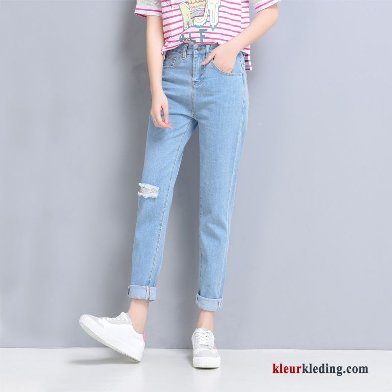 Voorjaar Spijkerbroek Jeans Dames Casual Dunne Gaten Zomer Hoge Taille