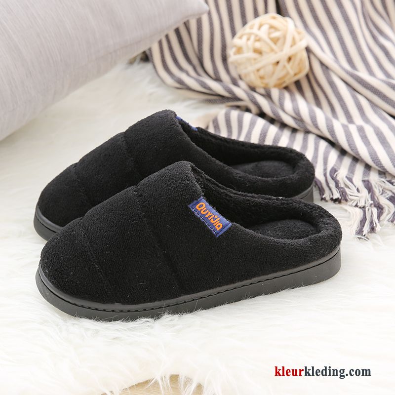 Vrouwen Binnen Pantoffels Antislip Katoen Mannen Winter Slippers Heren Blauw