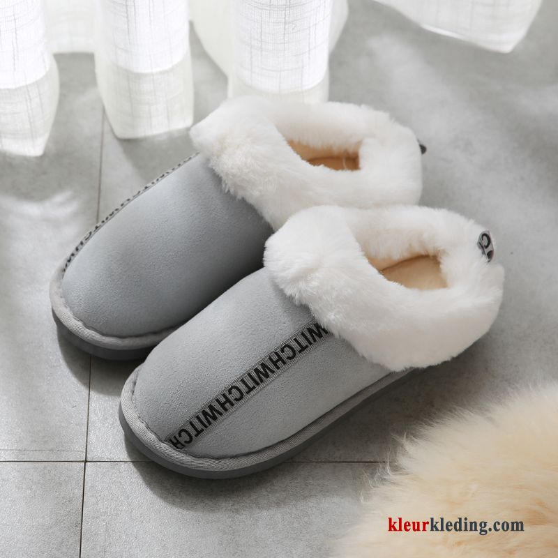 Vrouwen Binnen Pantoffels Antislip Katoen Mannen Winter Slippers Heren Blauw