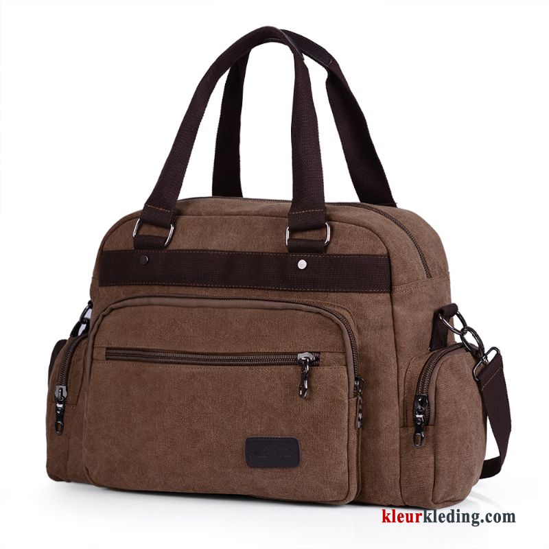 Wandelrugzak Grote Tas Messenger Tas Canvas Groot Meer Zakken Casual Praktisch Heren Blauw