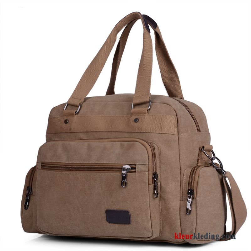 Wandelrugzak Grote Tas Messenger Tas Canvas Groot Meer Zakken Casual Praktisch Heren Blauw