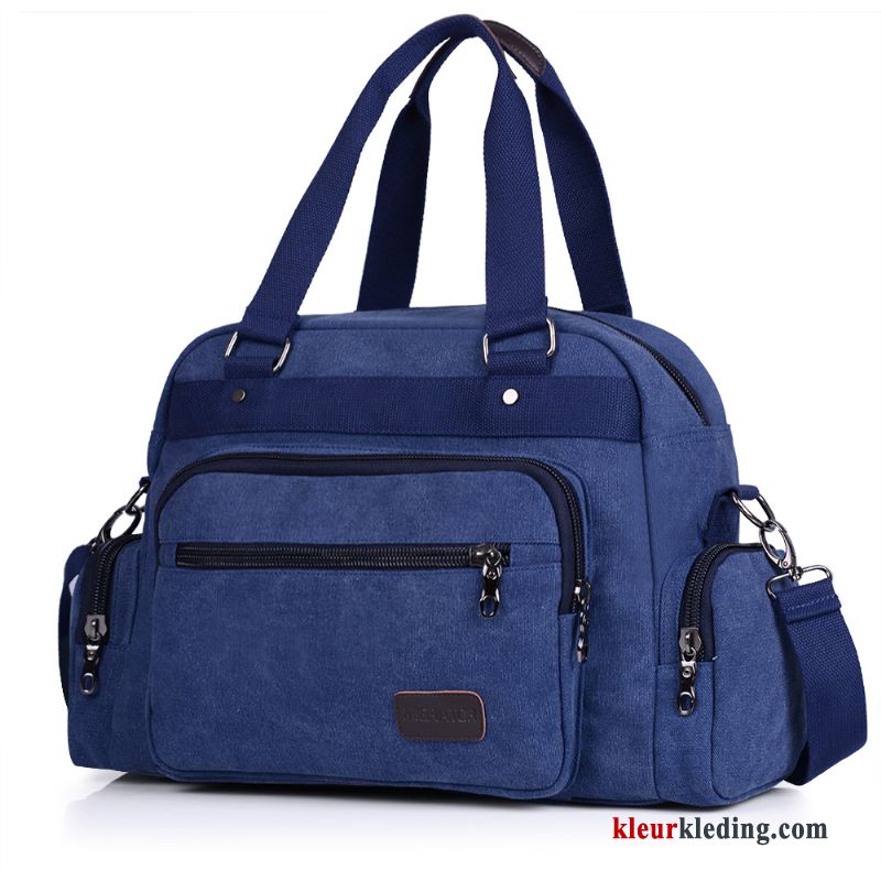 Wandelrugzak Grote Tas Messenger Tas Canvas Groot Meer Zakken Casual Praktisch Heren Blauw