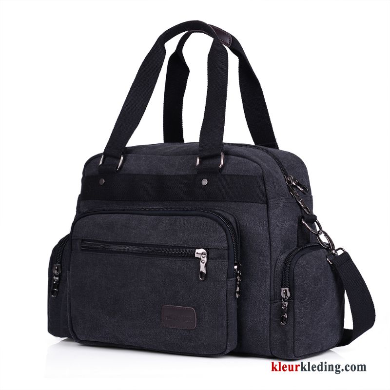 Wandelrugzak Grote Tas Messenger Tas Canvas Groot Meer Zakken Casual Praktisch Heren Blauw