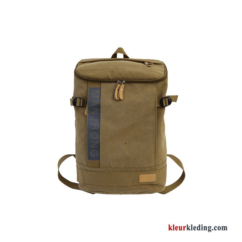 Wandelrugzak Rugzak Casual Canvas Schooltas Heren Computer Tas Reizen Student Zwart