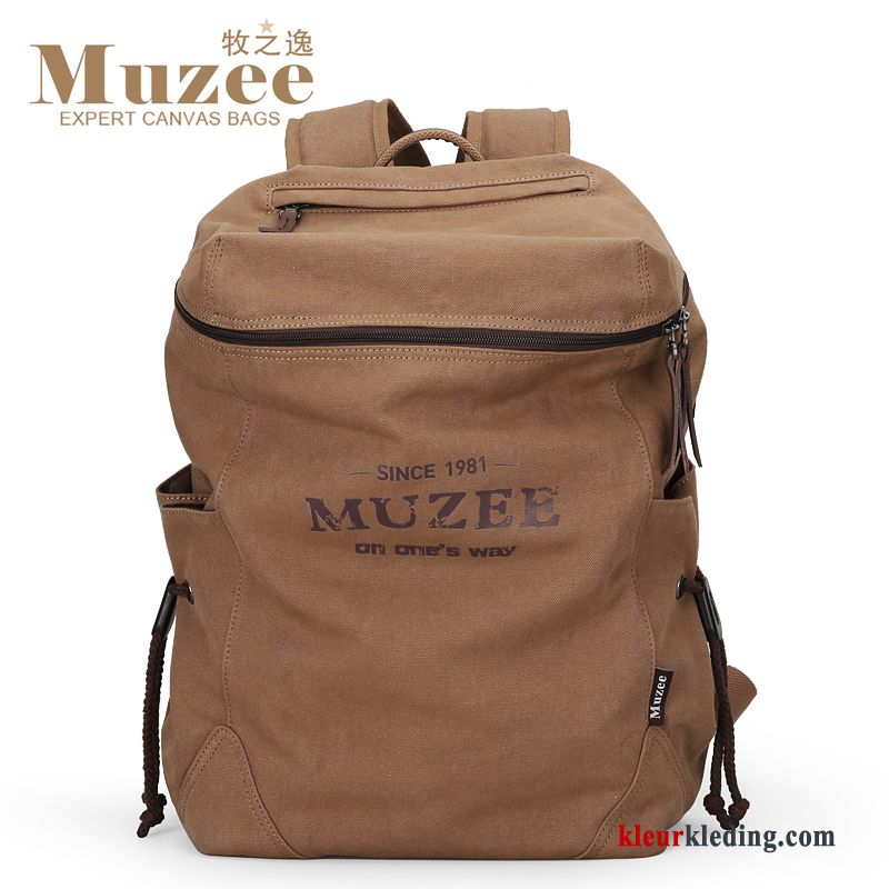 Wandelrugzak Tas Mode Casual Rugzak Canvas Heren Grijs Student