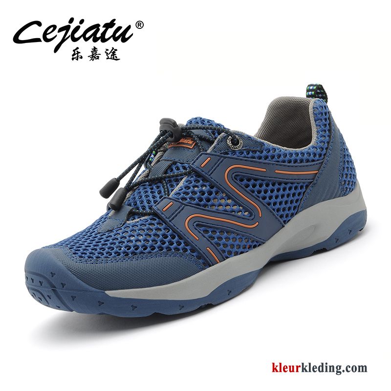 Wandelschoenen Outdoor Mannen Ademende Trekking Maas Casual Sport Donker Heren Blauw