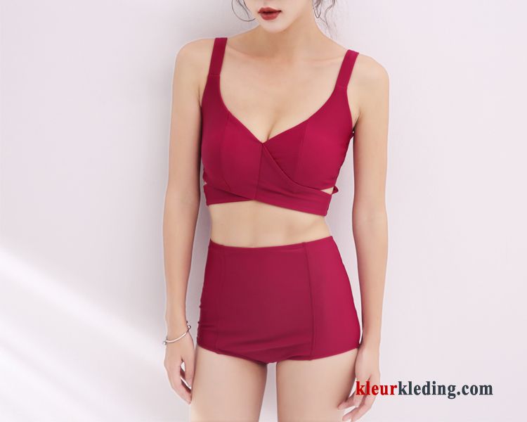 Warmwaterbronnen Dun Riem Buik Bedekt Bikini Mini Dames Mode Rood