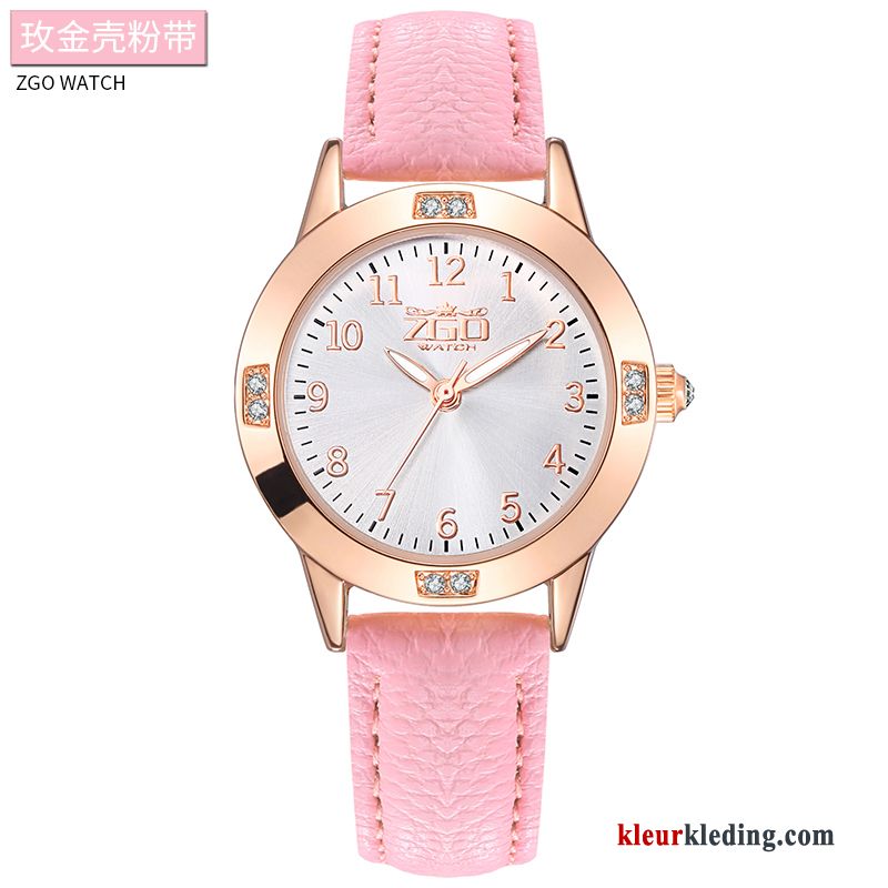 Waterdicht Eenvoudig Quartz Horloge Hart Dames Elegante Mini Student Geel