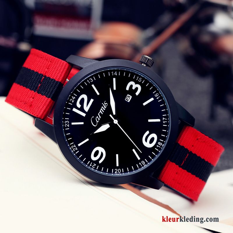 Waterdicht Quartz Horloge Mode Eenvoudig Trend Heren Student Kaki