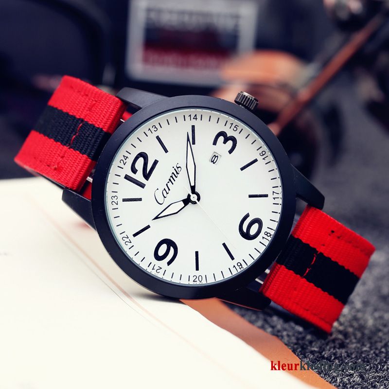 Waterdicht Quartz Horloge Mode Eenvoudig Trend Heren Student Kaki