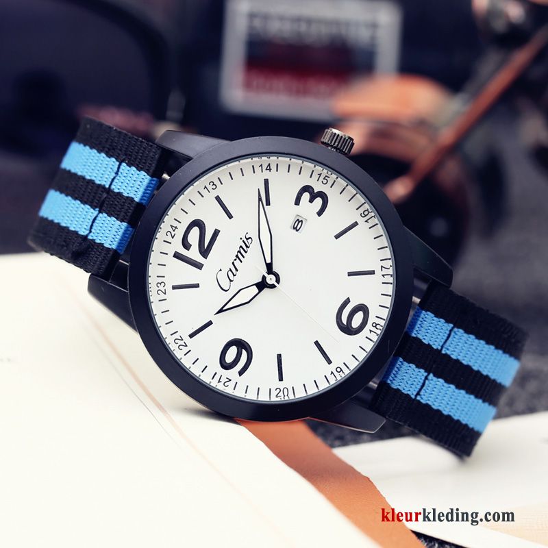 Waterdicht Quartz Horloge Mode Eenvoudig Trend Heren Student Kaki