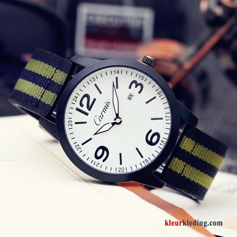 Waterdicht Quartz Horloge Mode Eenvoudig Trend Heren Student Kaki