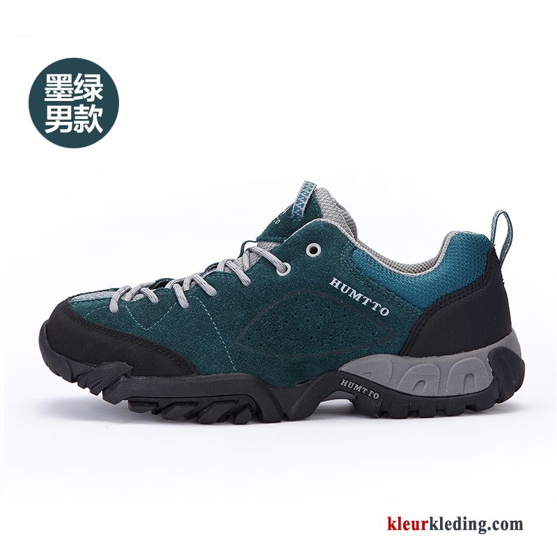 Waterdicht Reis Echt Leer Schoenen Wandelschoenen Antislip Trekking Outdoor Heren Blauw