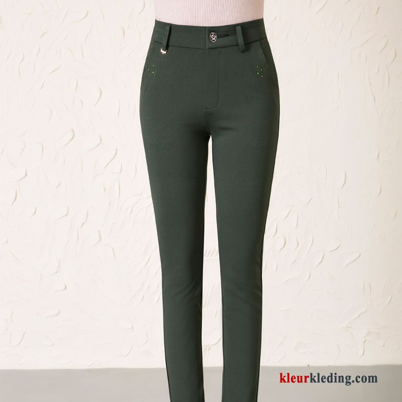 Winter Broek Plus Kasjmier Mam Groen Casual Rechtdoor Dames