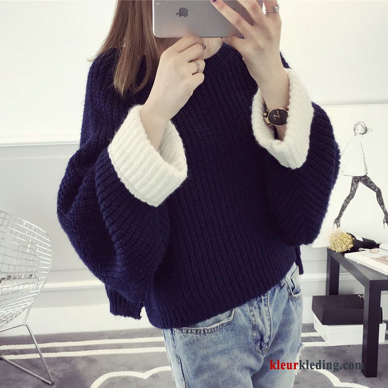 Winter Pullover Trend Herfst Gebreid Hemd Blauw Nieuw Trui Dames