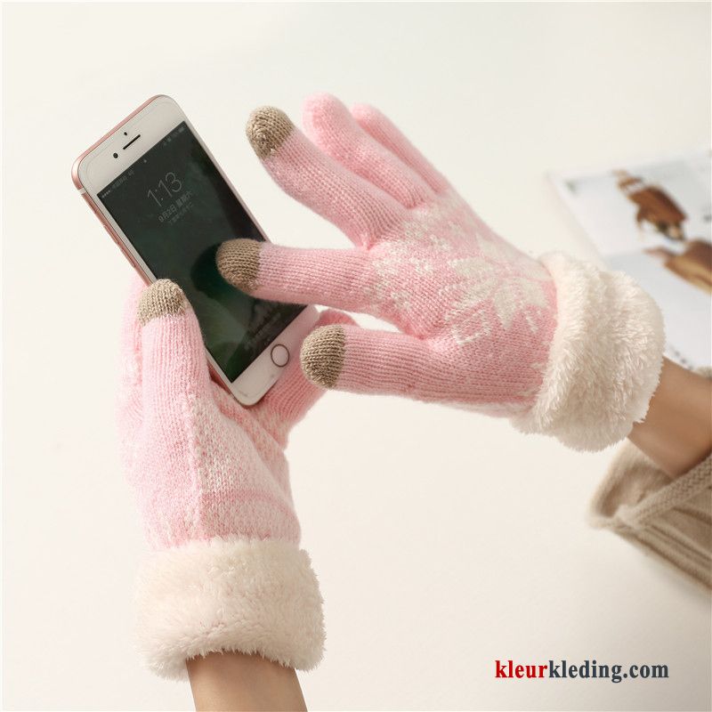Wollen Handschoen Herfst Dames Blijf Warm Sneeuwvlok Breien Touchscreen
