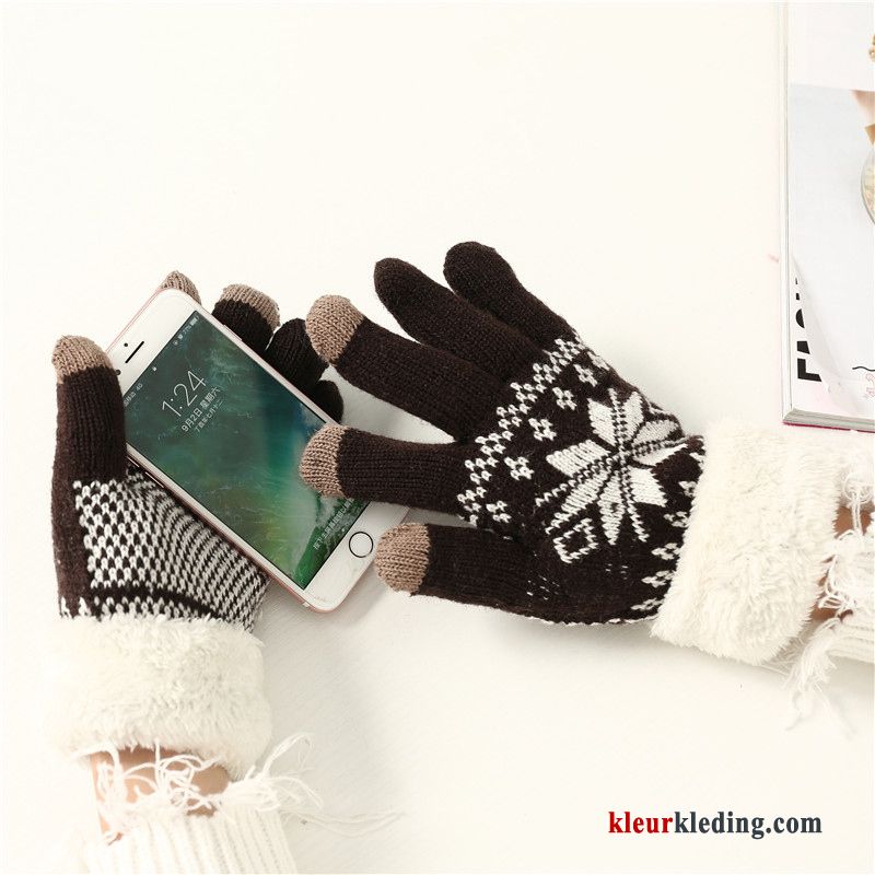 Wollen Handschoen Herfst Dames Blijf Warm Sneeuwvlok Breien Touchscreen