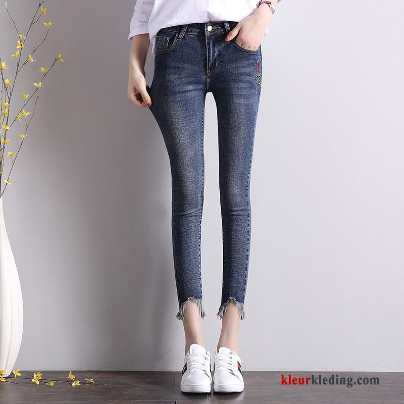 Zomer Spijkerbroek Jeans Trend Skinny Mini Dames Blauw Student