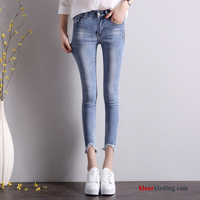 Zomer Spijkerbroek Jeans Trend Skinny Mini Dames Blauw Student