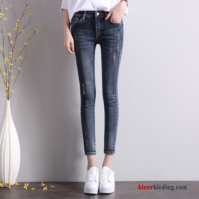 Zomer Spijkerbroek Jeans Trend Skinny Mini Dames Blauw Student