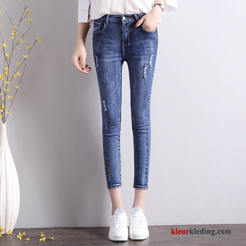 Zomer Spijkerbroek Jeans Trend Skinny Mini Dames Blauw Student