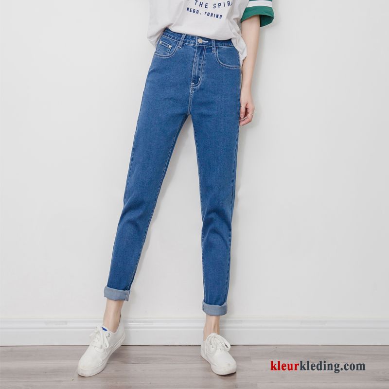 Zwart Hoge Taille Student Spijkerbroek Jeans Mini Dunne Dames Losse