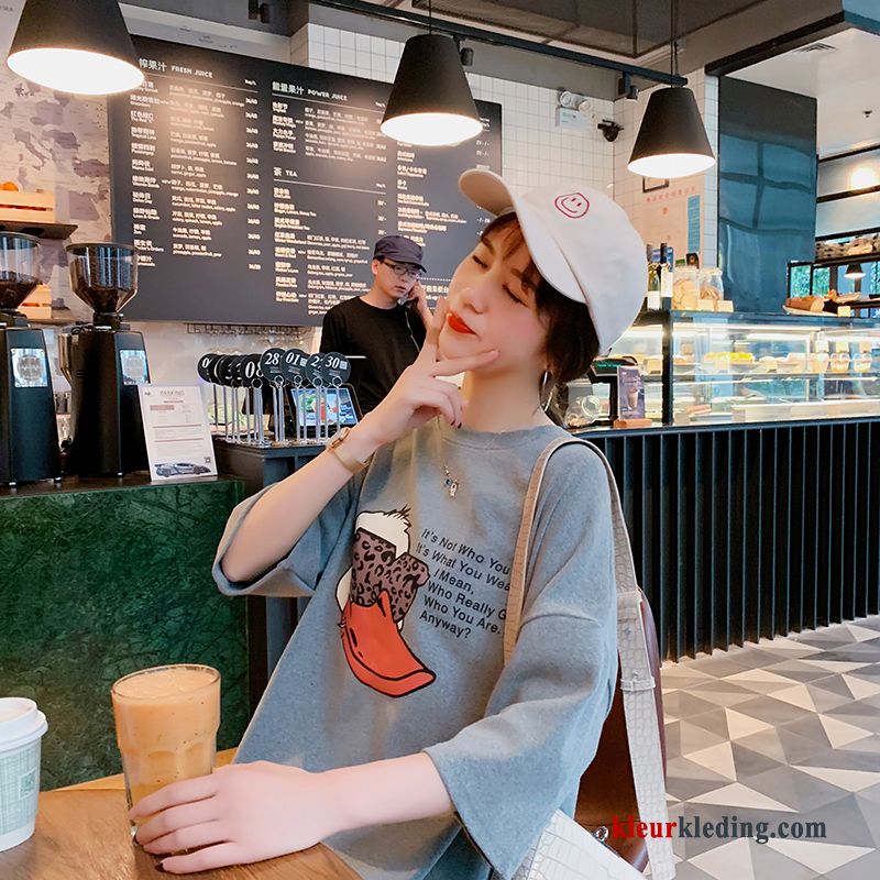 Zwart Super Dames Voorjaar Onderhemd T-shirts Losse Nieuw