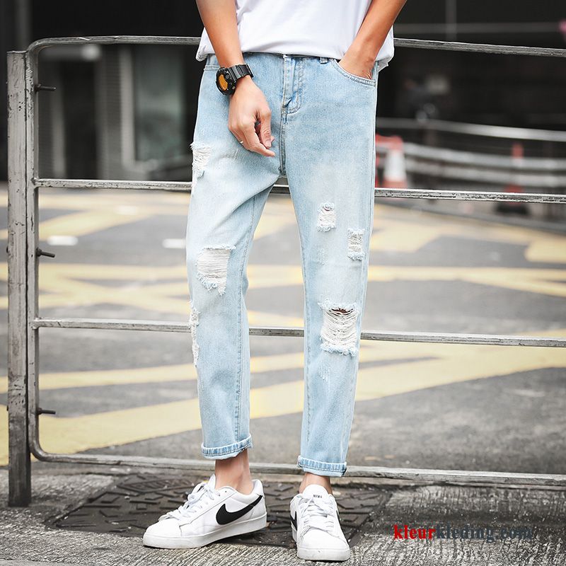 2018 Gaten Rechtdoor Broek Nieuw Spijkerbroek Jeans Trend Losse Heren