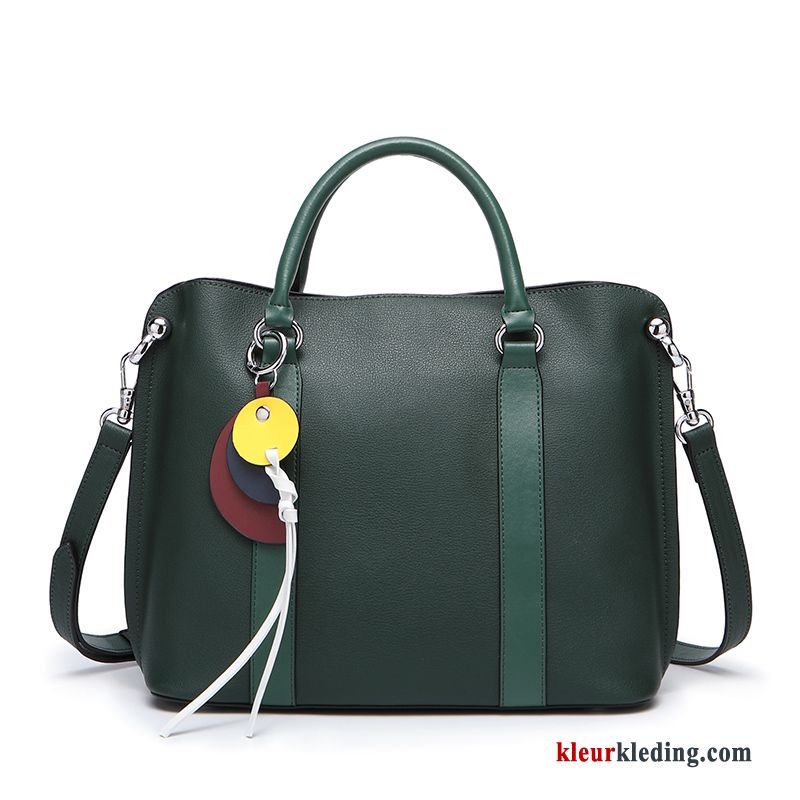 2019 Echt Leer Tas Dames Messenger Tas Nieuw Groen Handtas