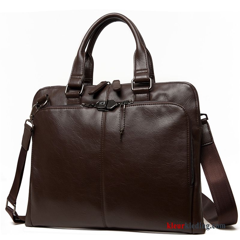 Aktetas Business Messenger Tas Casual Handtas Heren Schoudertas Bruine