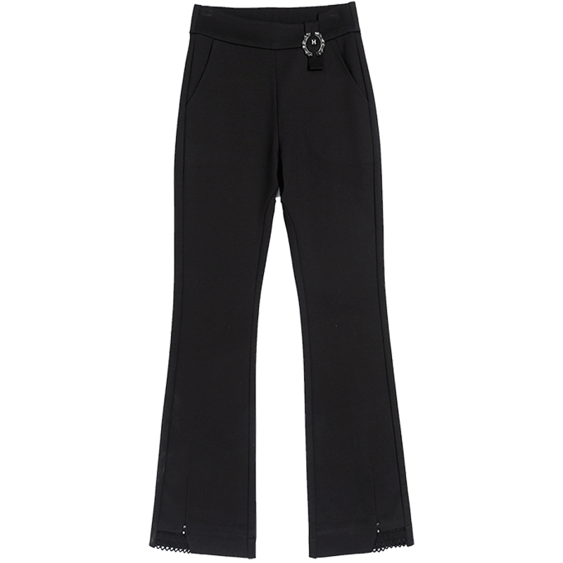 Broek Slim Fit Nieuw Trend Hoge Taille Mode Dames Voorjaar Zwart