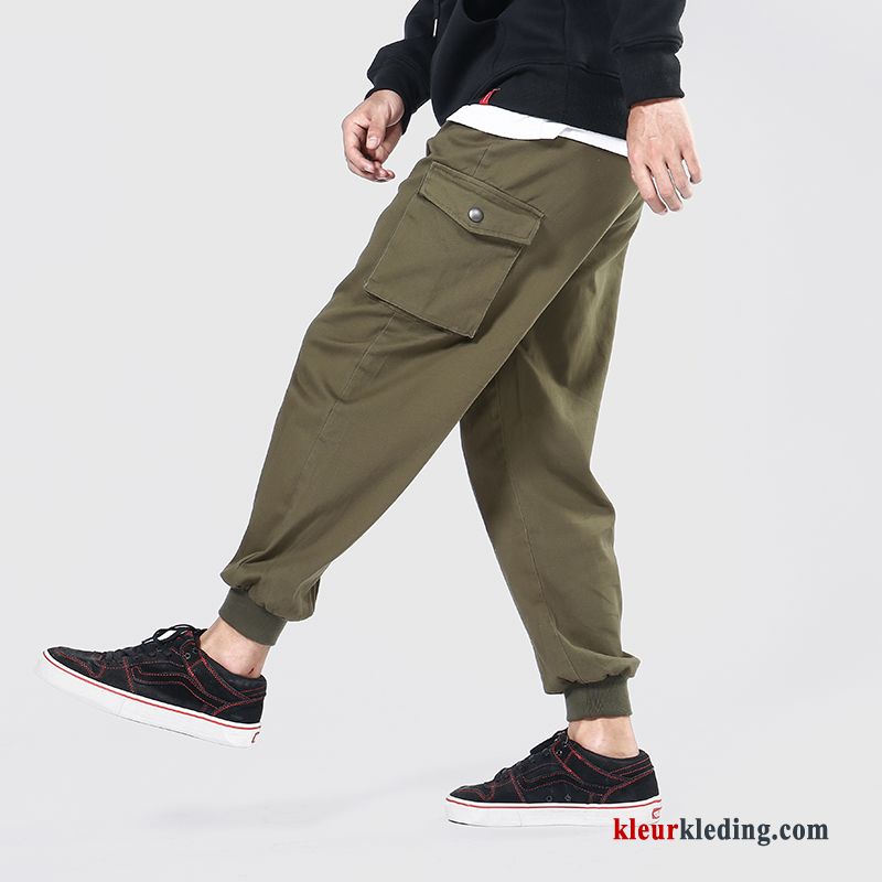 Cargo Broek Nieuw Katoen Groen Meer Zakken Losse Heren Casual Broek Trend