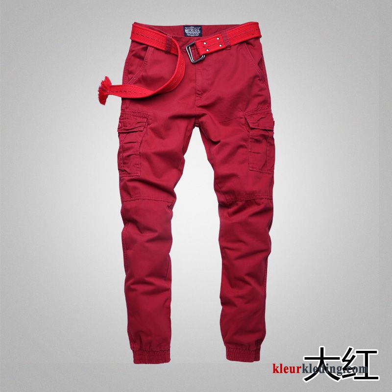 Cargo Broek Voorjaar Strak Potlood Broek Casual Heren Rood Cargo Harlan