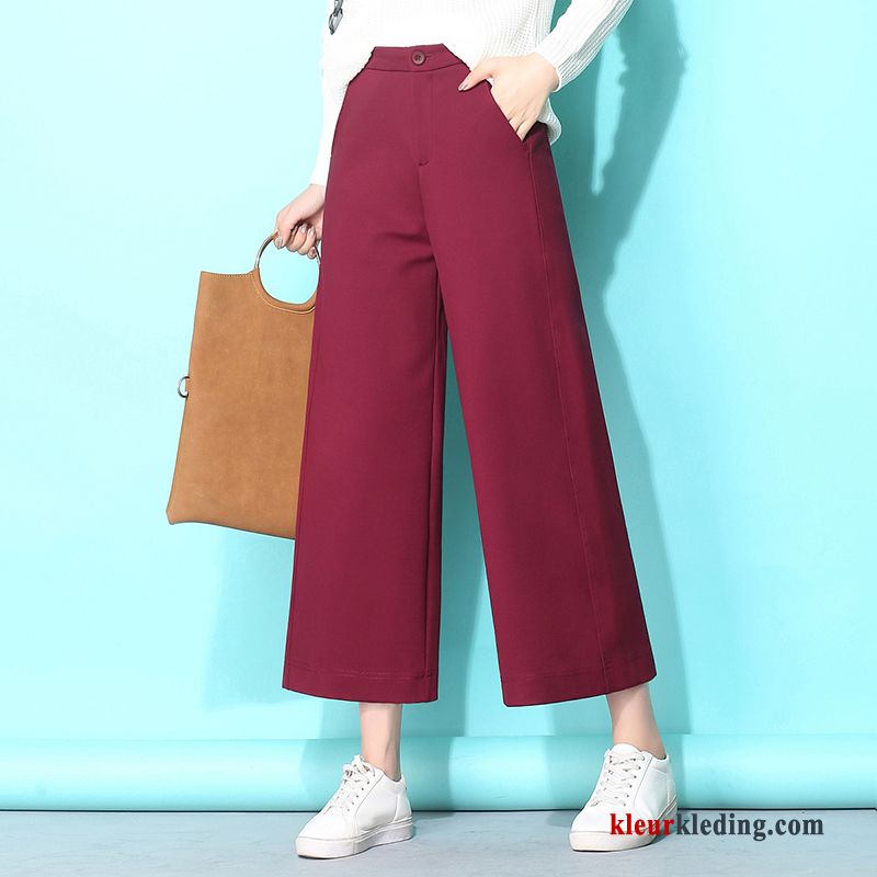 Dames Broek Zomer 2018 Nieuw Wit Losse Hoge Taille Rood Zwart Bruine