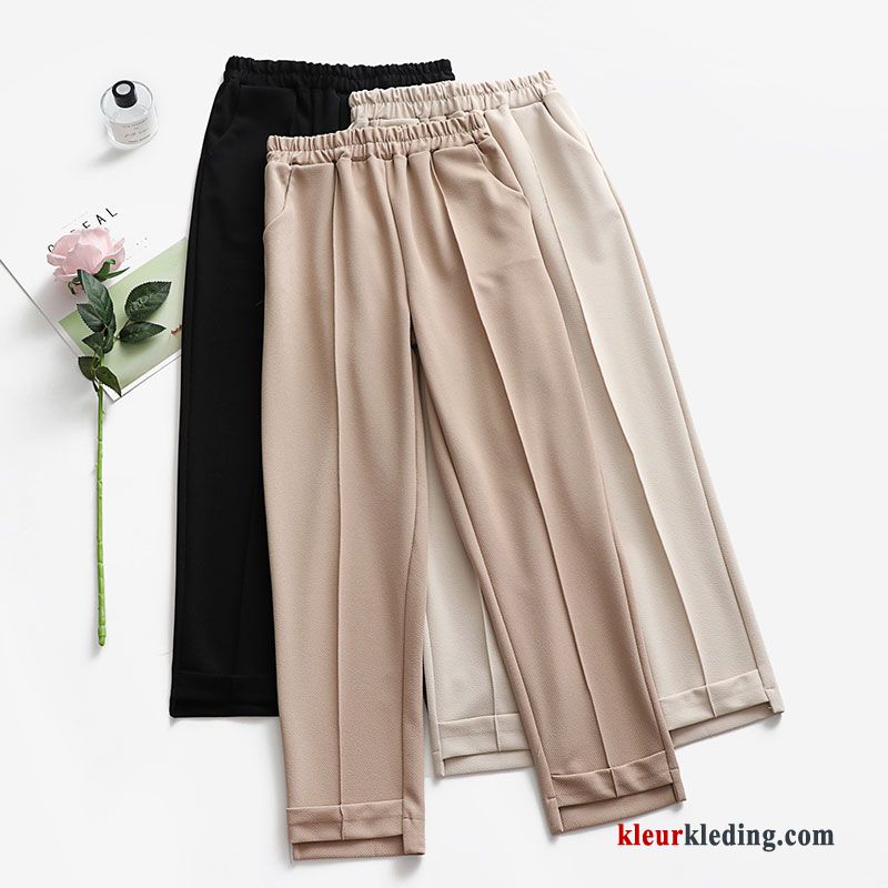 Dames Casual Broek Nieuw Rechtdoor Mini Student Losse Harlan Abrikoos Kleur