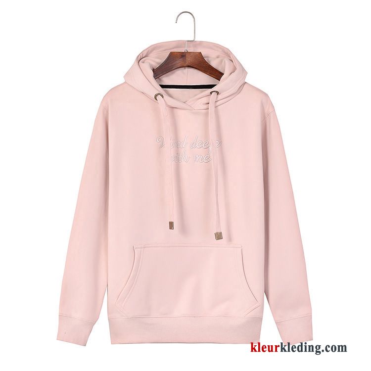 Dames Dunne Herfst Hoodie Jas Pullover Plus Kasjmier Losse Letter