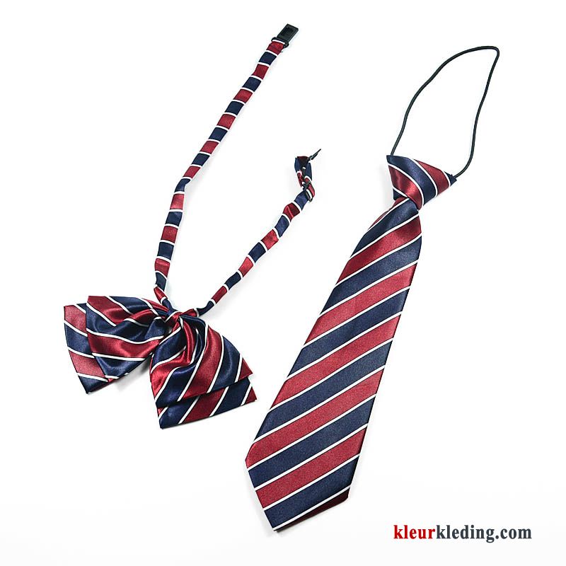 Dames Heren Schooluniform Student Streep Vlinderdas Kleur Stropdas Rood Blauw