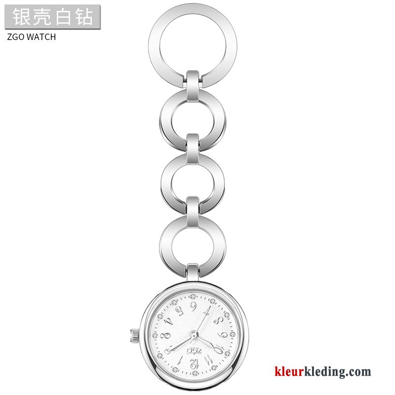 Dames Meisje Schattig Kind Verpleegster Mini Horloge Wit Zilver