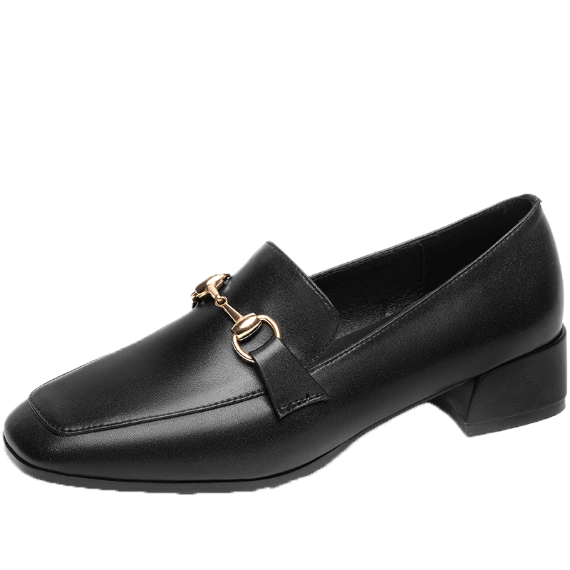 Dames Mocassins Vierkante Voorjaar Pumps Alle Wedstrijden Loafers Brits Casual Dikke Zool Zwart