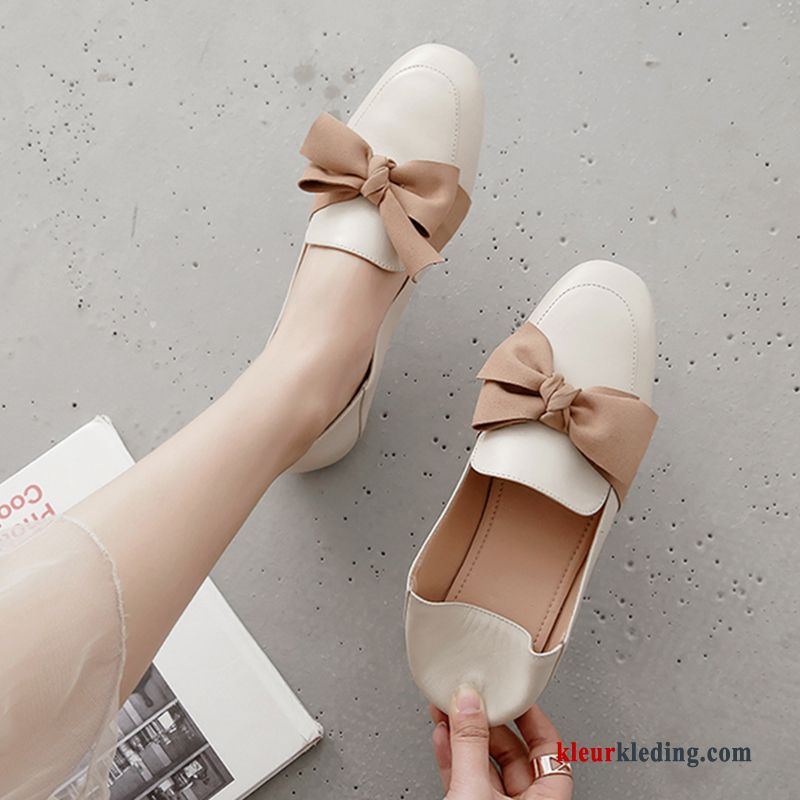 Dames Mocassins Zachte Zolen Loafers Leer Plat Licht Pumps Alle Wedstrijden Zomer Wit Beige