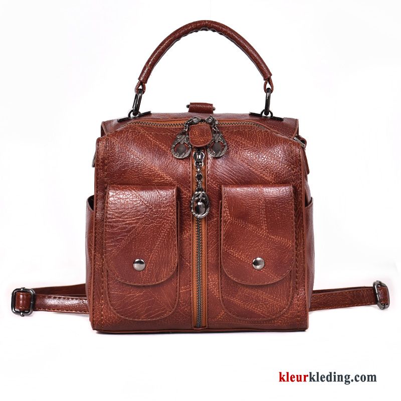 Dames Nieuw Tas Rugzak Messenger Tas Alle Wedstrijden Kwasten Mini Vintage Bruine