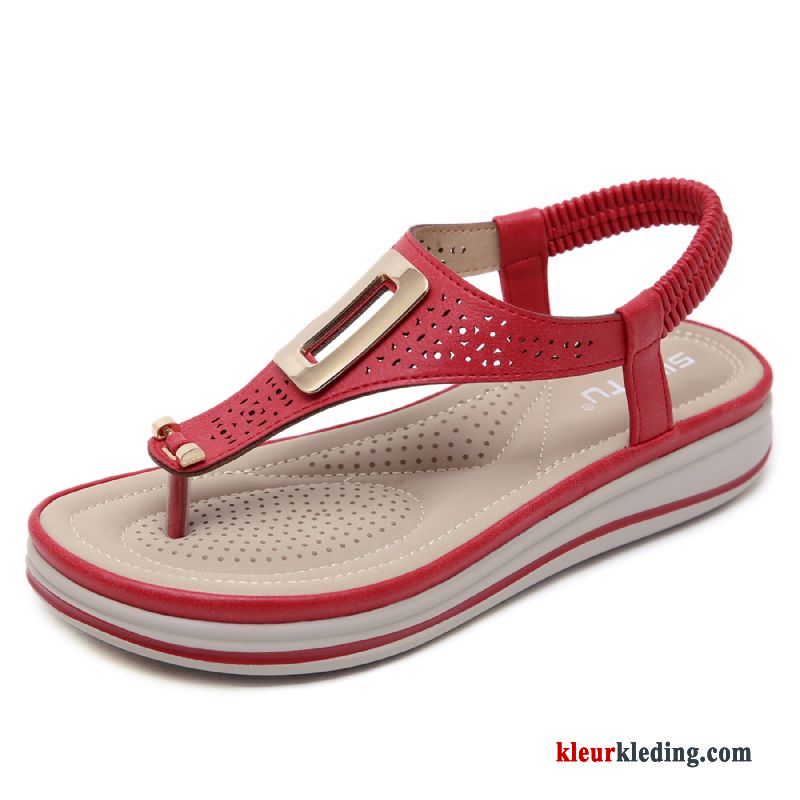 Dames Slipper Pantoffels Alle Wedstrijden Sleehak Plateauzool Reis Vrouwen Strand Zomer Rood